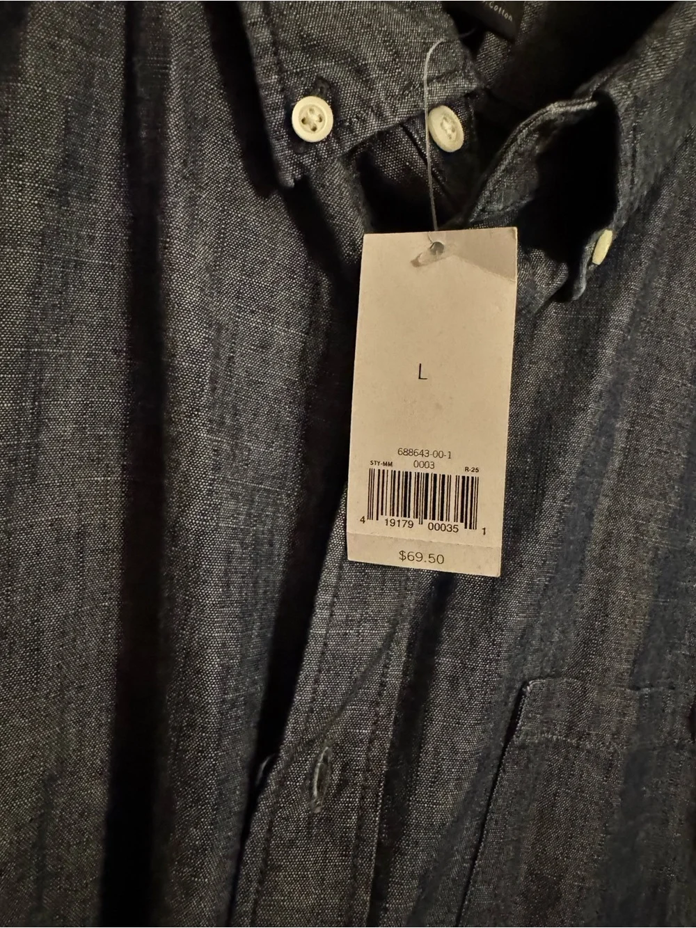 Banana Republic Men's Button-Down Chambray Shirt - Denim Blue